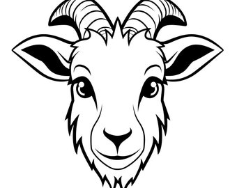 Svg de cabra, vetor de cabra, clipart de cabra, Svg de cabra fofo para camisa, caneca, decoração, Cutfile png Pdf jpg Ferro em vinil Gravação a laser, uso comercial