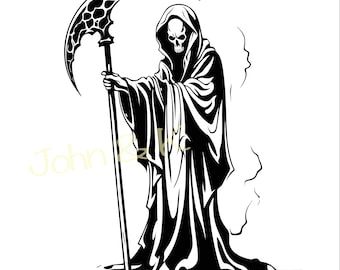 Death Svg, Death vector, Halloween Death Cricut Silhouette Clipart Png Jpg Pdf Iron on Vinyl Laser Engraving, Commercial use