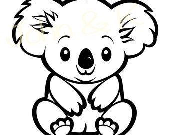 Koala Svg, Cute Koala Svg, Australia Koala svg, animal lover clip art,  koala Svg for clothes, tattoo, Cutfile png Pdf jpg, Commercial use
