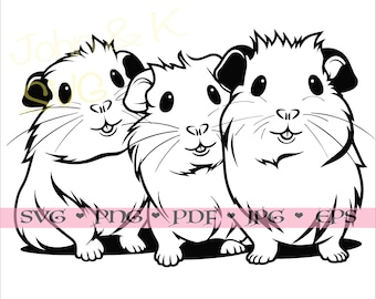 Guinea pig Svg, Cavy svg, Guinea pig vector Clipart Cricut Silhouette png jpg pdf eps Iron on Vinyl Laser Engraving, Commercial use