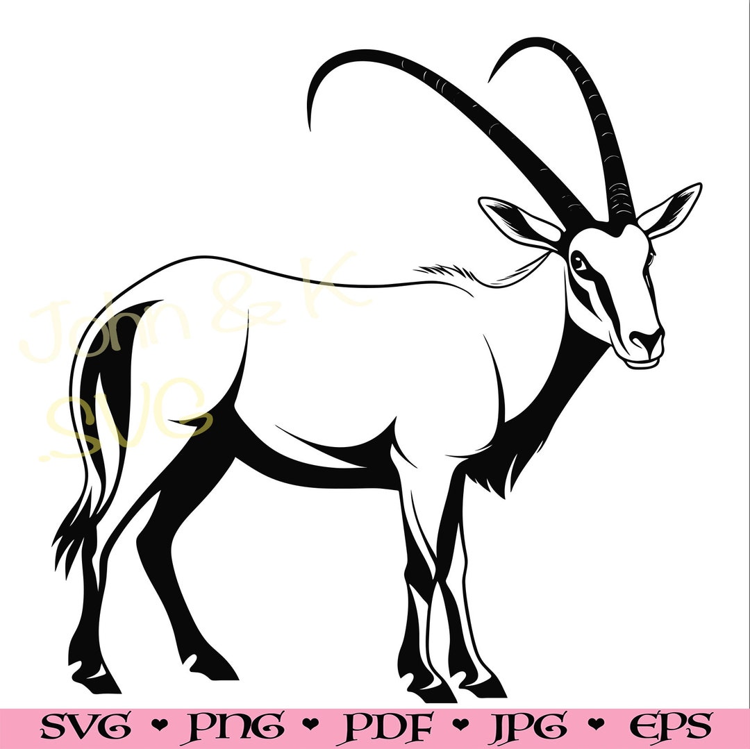 Oryx Svg, Scimitar-horned Oryx Svg, Oryx Clipart, Oryx Svg for Fleece