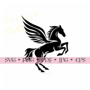 Silhueta de Pégaso majestosa, clipart de cavalo alado para Cricut Silhouette Laser Cutting Fantasy tribal design download digital