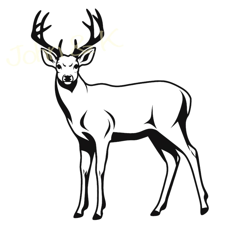 Black and White Deer Clipart - Etsy