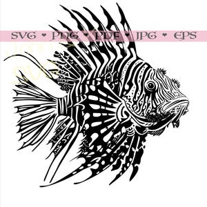 Löwenfisch svg, cooler Löwenfisch svg Cutfile Eisen auf Vinyl Laser-Gravur für Fleece-Shirt Aufkleber Logo Tattoo, kommerzielle Nutzung