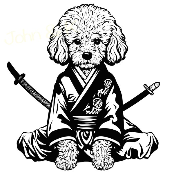 Poodle Svg, Cool Poodle Svg, Poodle Clipart, Poodle Samurai Svg for clothes decoration, Cutfile png Pdf jpg