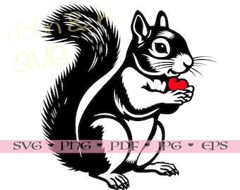 Squirrel with Heart SVG: Shirt, Mug, Sticker Cut File (Digital Files)