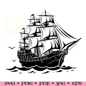 Carrack Svg, Carrack silhouette, galleon svg for Shirt, decor, Mug, Cutfile png Pdf jpg Iron on Vinyl Laser Engraving, Commercial use