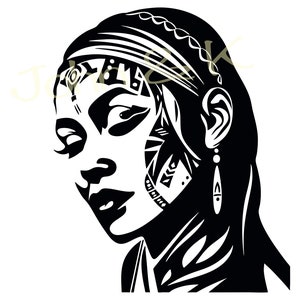Maori Girl Svg, New Zealand Maori Svg, cutfile Cricut Silhouette Maori Clipart png jpg pdf Iron on Vinyl Laser Engraving, Commercial use