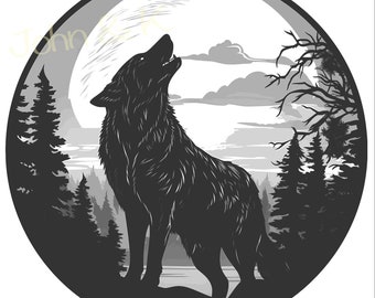 Howling Wolf SVG: Alaskan Wolf Clipart, Cut File (Digital Download)