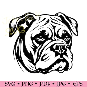 Bulldog americano SVG, cutfile Bulldog americano, Cricut Silhouette Bulldog cucciolo Clipart PNG Ferro su incisione laser in vinile, uso commerciale