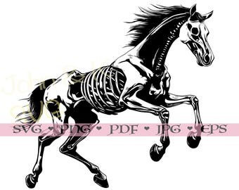 Horse Svg, Skeleton Horse vector for Fleece Shirt Towel decor, Cutfile png Pdf jpg Iron on Vinyl Laser Engraving, Commercial use