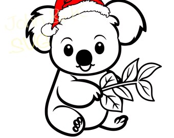 cute Koala Svg, Santa Koala Svg, Koala lover clipart, Christmas koala Svg for shirt, sticker, Cutfile png Pdf jpg, Commercial Use