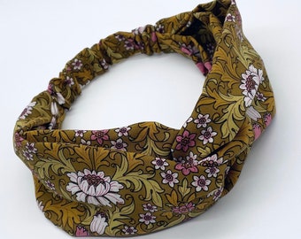 Morris Twist Headband in Mustard | Floral print | Luxury hair accessory | Handmade