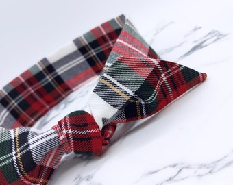 Bonnie Tartan Headscarf | Red, white and green | Tartan | Check | Hair wrap | Luxury hair accessory | Handmade