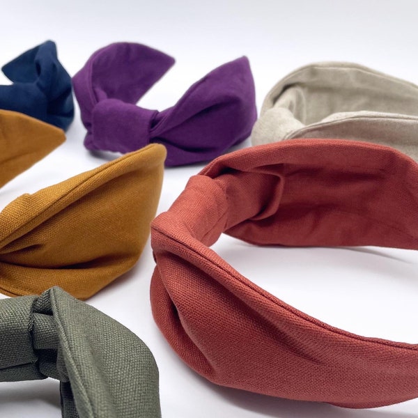 Luxury Linen Flat Knot Headband | 8 colours | Natural | Rust | Berry | Navy | Petrol| Fern | Slate | Gold | Luxury hair accessory | Handmade