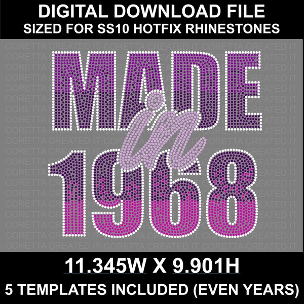 MADE IN 1960s- Even Years– Rhinestone Template ss10 (SVG)