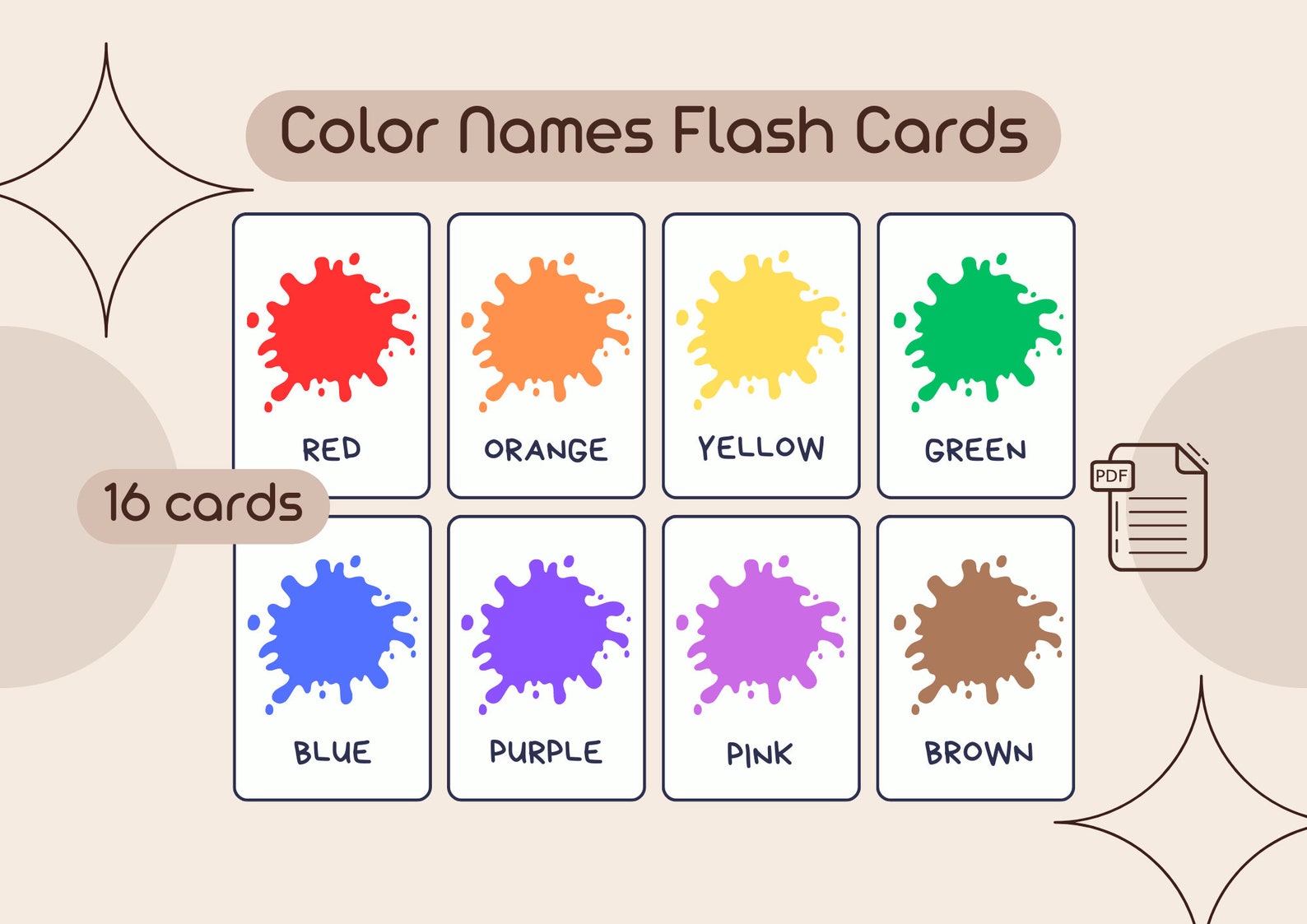 Color Names Cards 16 Montessori Cards Educational - Etsy