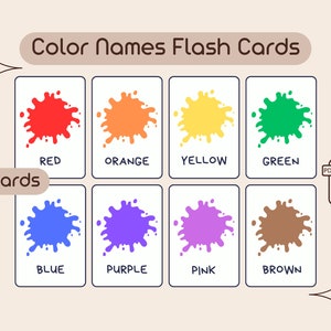 Color Names Cards • 16 Montessori Cards • Educational Printable Cards • Pre-School Cards • Home schooling • Flashcards