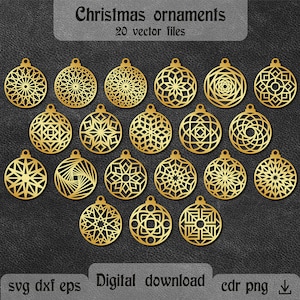 Kerst ornamenten svg mandala ornament svg geometrische sieraad svg kerst ornamenten lasergesneden bestanden kerstboom decor dxf Cricut svg