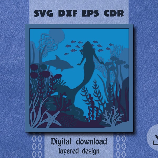 Layered mermaid svg Layered underwater world svg Dolphin svg Underwater mandala svg Mermaid shadow box svg Layered papercraft Cricut project Layered mermaid svg Layered underwater world svg Dolphin svg Underwater mandala svg Mermaid shadow box svg Layered papercraft Cricut project