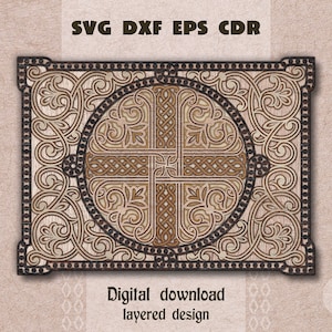 Geschichteter keltischer Knoten 3d Mandala svg Rechteckiger keltischer Knoten svg St Patrick day decor svg Keltische Wandkunst Keltisches Kreuz svg 3D keltischer Laserschnitt