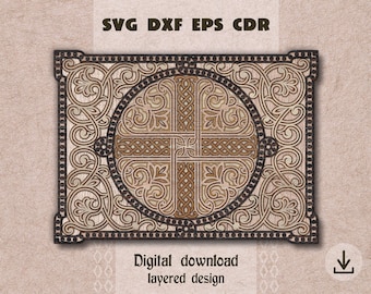 Layered Celtic knot 3d mandala svg Rectangular Celtic knot svg St Patrick day decor svg Celtic wall art Celtic cross svg 3D Celtic laser cut