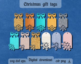Christmas tags svg Christmas snowflakes svg Christmas Gift tags svg Christmas ornaments laser cut files Christmas tree decor dxf Cricut svg