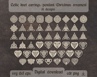 51 Celtic knot earrings svg Celtic ornaments svg St Patricks day decor dxf Celtic knot svg Celtic heart svg Celtic earrings svg Irish decor