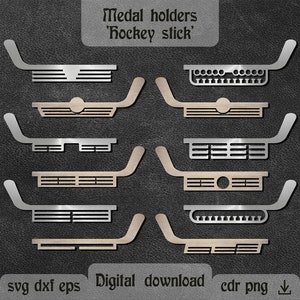 Porta medaglie Hockey stick svg Porta medaglie svg per personalizzazione Hockey tagliato al laser svg Regalo per giocatore di hockey Glowforge Hockey stick dxf