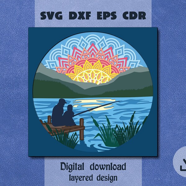 Fishing on Mountain Lake Sunrise Shadow Box svg Layered mandala svg Fishing svg Lake life svg Fathers day gift Mountain shadow box svg Fishing on Mountain Lake Sunrise Shadow Box svg Layered mandala svg Fishing svg Lake life svg Fathers day gift Mountain shadow box svg