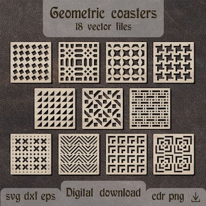 Quadratische Untersetzer svg Geometrische wanddekor dxf Holzuntersetzer Laserschnitt Glowforge svg Dekorative Platte dxf Trennwand Grilluntersetzer svg