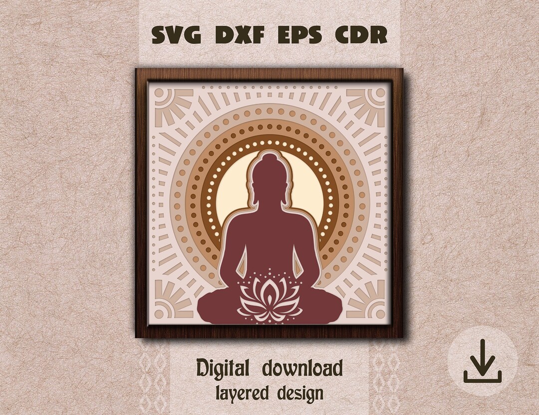Layered Yoga Mandala Svg Lotus Flower Svg Layered Mandala Buddha Shadow ...