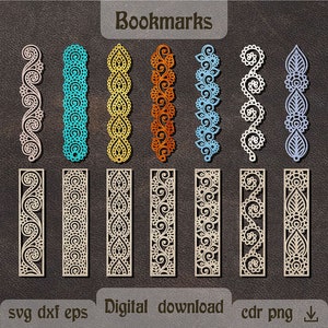 Mandala bladwijzer svg Indiase motief decor dxf houten bladwijzer lasergesneden bladwijzers bundel cadeau voor leraar svg boek minnaar cadeau Glowforge svg
