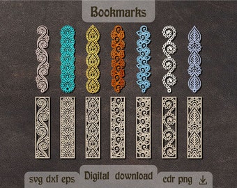 Mandala bookmark svg Indian motive decor dxf Wooden bookmark laser cut Bookmarks bundle Gift for teacher svg Book lover gift Glowforge svg