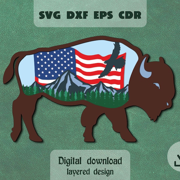 Layered Bison patriotic svg Mountain sunset American Buffalo svg 4-th of july USA svg Yellowstone svg Buffalo shadow box svg Cricut Maker Layered Bison patriotic svg Mountain sunset American Buffalo svg 4-th of july USA svg Yellowstone svg Buffalo shadow box svg Cricut Maker