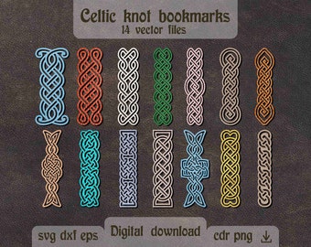 Celtic knot bookmarks svg Celtic knot svg Celtic Bookmark template Celtic knot Laser cut bookmarks bundle Glowforge svg Irish decor dxf