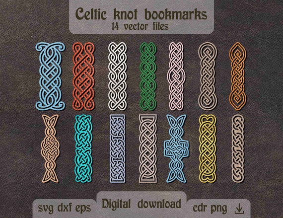 Celtic knot bookmarks svg Celtic knot svg Celtic Bookmark template Celtic knot Laser cut bookmarks bundle Glowforge svg Irish decor dxf