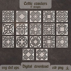 17 Keltischer Knoten Untersetzer dxf Irisches Dekor Dxf Laser-Schnitt Glowforge Dxf keltischer Knoten svg Keltisches Ornament svg keltisches Quadrat Untersetzer dxf