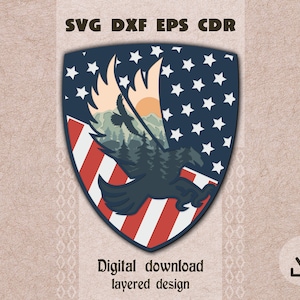 Layered American eagle svg Layered mountains svg 4-th of July Independence Day svg USA flag svg Patriotic shadow box svg Cricut maker svg