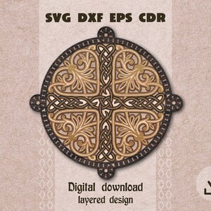 Celtic knot layered mandala svg for laser cut Celtic cross svg Iish knot svg St Patrick svg Layered Celtic svg Cricut maker papercraft svg