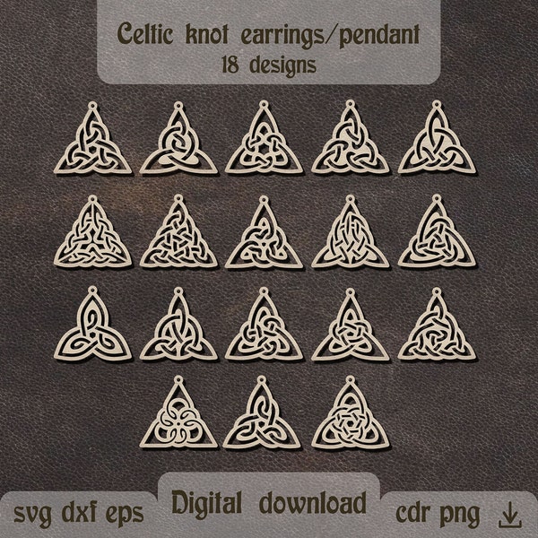 18 Celtic knot earrings svg Celtic triangle earrings St Patricks day dxf Celtic knot svg Irish pendant svg Celtic laser cut Viking knot svg