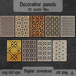 20 geometrische ontwerpen decoratieve partitie scherm dxf Geometrisch decoratief paneel dxf voor CNC-router Scheidingswand dxf voor plasma Verhouding 2:3
