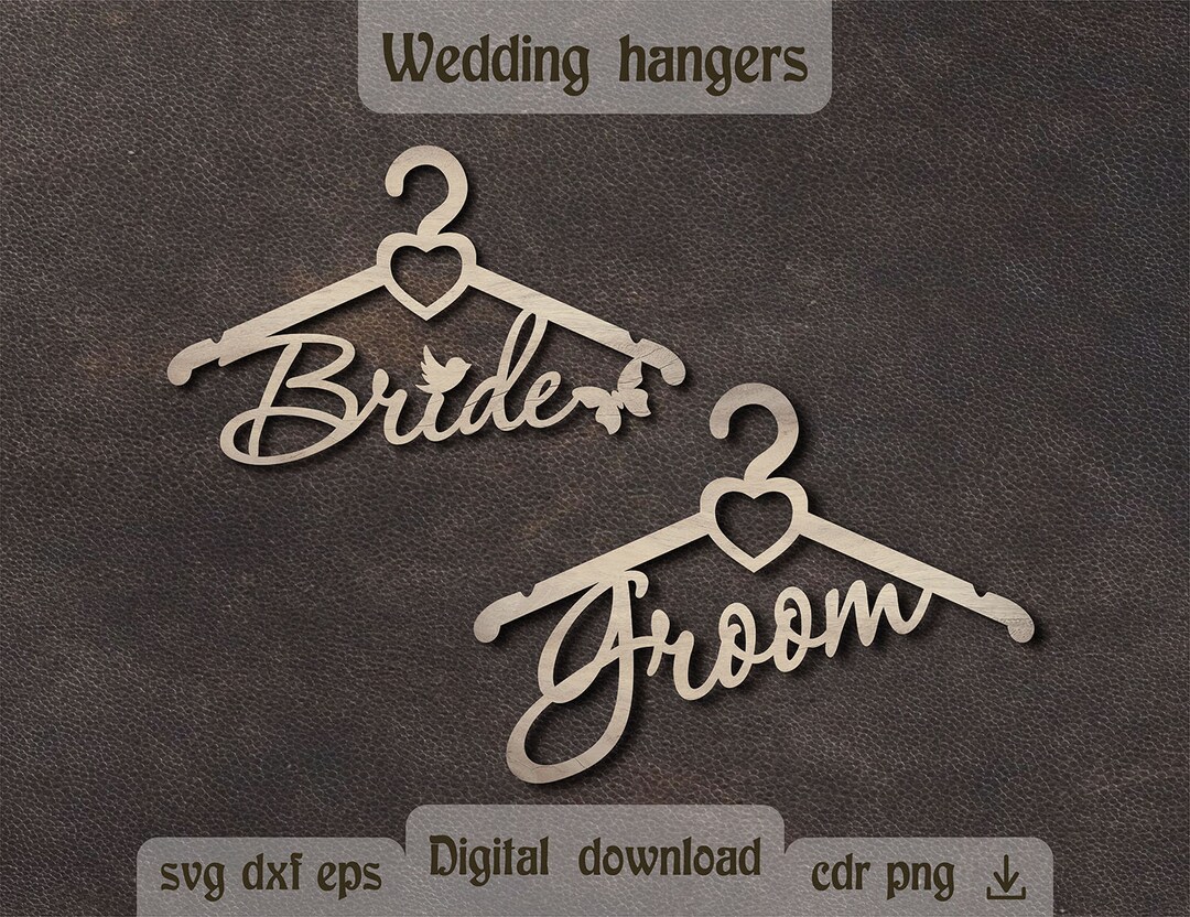 Wedding Hangers Svg Laser Cut Hangers Bride Groom Wooden Etsy