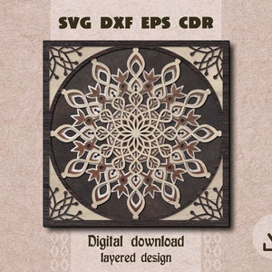 Layered mandala svg Layered Christmas snowflake svg Layered Snowflake mandala svg Snowflake shadow box svg Cricut maker svg 3d snowflake svg