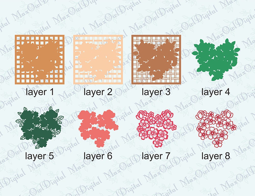 Layered Floral Heart Svg Flower Layered Heart Svg Valentine Day Svg ...