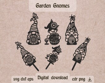 Gnome Beekeeper Garden Stakes SVG DXF - Laser Cut CNC (Digital Download)