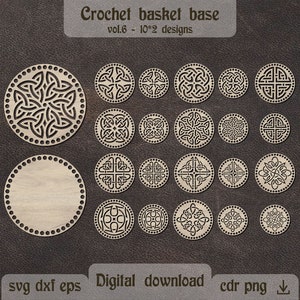 Keltische knoop gehaakte mand basis svg Keltische macrame basis dxf gehaakte tas basis svg ronde mand bodem svg Keltische knoop lasergesneden onderkant svg