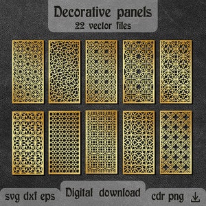 22 Arabisch decoratief paneel dxf Geometrische ontwerpen decoratieve partitie scherm dxf CNC-router scheidingswand dxf-bestanden voor plasma Home decor dxf
