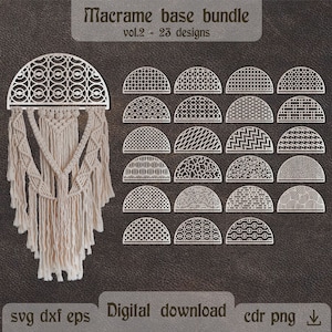 Macrame hanger svg Macrame base svg Laser cnc dxf Round macrame svg Macrame laser cut Bow holder svg Door sign svg Glowforge svg Home decor