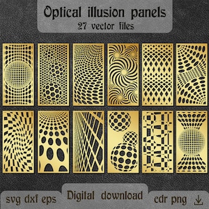 27 Optical Illusion designs decorative partition screen dxf Optical Illusion decorative panel dxf for CNC router Room divider dxf for plasma